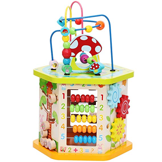 Lavievert 9-in-1 Play Cube Activity Center Multifunctional Bead Maze Toddler Educational Toys Game