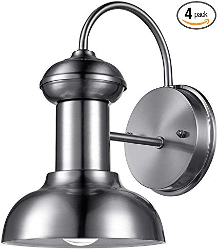 Globe Electric 44093 Lunes 1-Light Indoor/Outdoor Downward Wall Sconce, Brushed Steel Finish