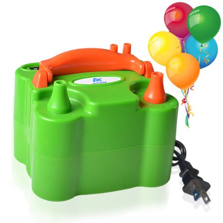 ASSEMregCE GS Approved New 600w Dual  Two Nozzle Manual  Automatic Modes Household Mini Portable Air Blower Electric Balloon Pump  Balloon Inflator for Decoration  Party or Other Activities - Green