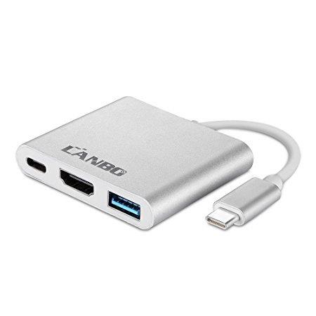 USB-C Digital AV Multi-port Adapter, Lanbo USB 3.1 Type-C to HDMI Adapter Converter 4K , USB 3.0 HUB With 1 Charging Port , for Apple Macbook, Chromebook Pixel, with Aluminium Case