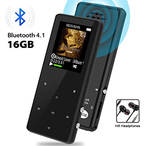 MP3 Player, MP3 Player with Bluetooth, 16GB Portable Digital Music Player with FM Radio/Recorder Touch Button Music Speaker, HiFi Lossless Sound Quality, Expandable up to 128GB TF Card