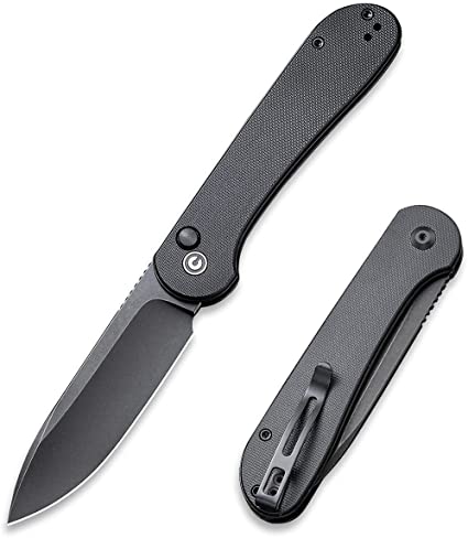 CIVIVI Pocket Folding Knife with 14C28N Blade G10 Handle, Button Lock Elementum Knife for EDC C2103A (Black)