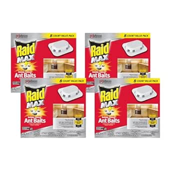 Raid Max Double Control Ant Baits Dual Bait Technology 8 Count (Pack of 4)