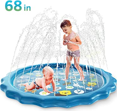 KITPIPI 68" Splash Pad for Kids, Sprinkler Pad for Toddlers, Outdoor Water Mat for Children Summer Outdoor Backyard Fun Play Water Toys Mat for Boys Girls