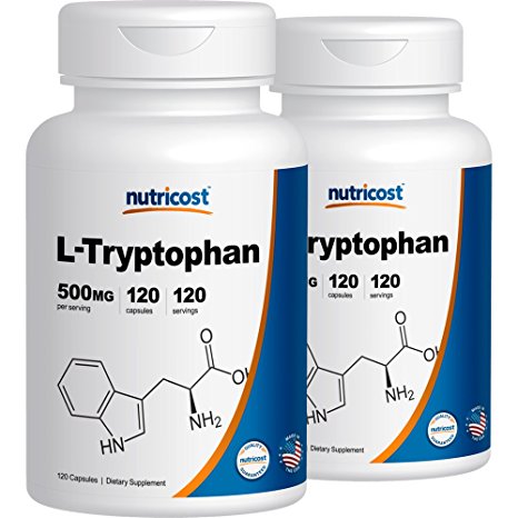 Nutricost L-Tryptophan 500mg, 120 Capsules (2 Bottles)