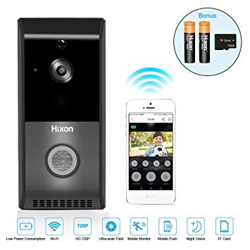 Hixon Video Doorbell WiFi 720P HD Wireless Doorbell, Real-Time Security Doorbell Camera, Night Vision, PIR Motion Detection and App Control for iOS and Android