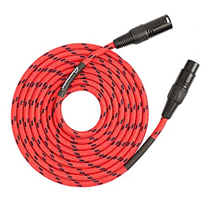SPKFRIENDS 20ft Microphone Cable Professional 3-PIN Balanced XLR Male to XLR Female Mic Cable（20 Feet, Red）