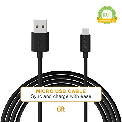 Kinps®Premium High Speed Black Micro USB Data Charging Cord Cable for Android, Samsung, LG, HTC, Motorola, Sprint, Nokia, Sony, Blackberry and Other Tablet Smartphone (6FT)