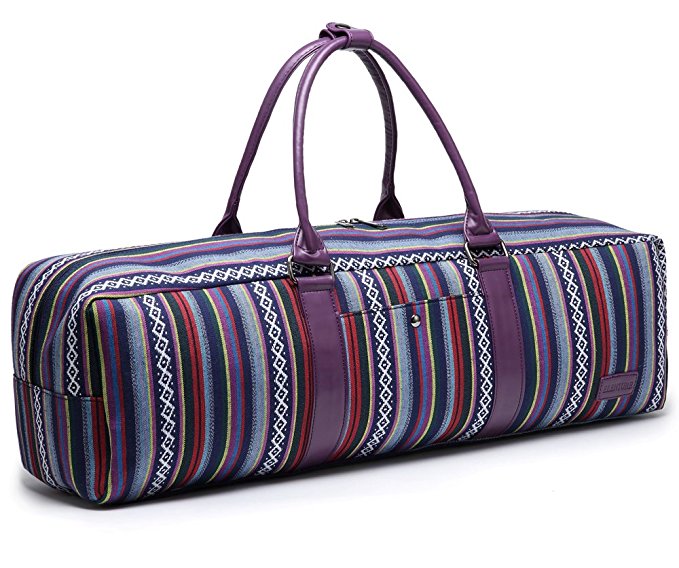 Elenture Canvas Yoga Mat Tote Bag with Storage Pockets,Fits Most Size Yoga Mats