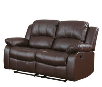 Classic and Traditional Brown Bonded Leather Recliner Chair Love Seat Sofa Size - 1 Seater 2 Seater 3 Seater Set 2 Seater