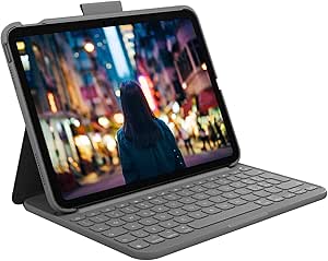 Logitech Slim Folio Custodia con Tastiera per iPad (10a Generazione) con Tastiera Wireless Integrata - Layout Italiano QWERTY-Layout - Grigio