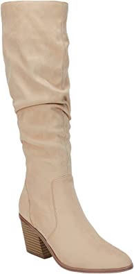 Juliet Holy Women's Chunky Block Heel Knee High Boots Pointed Toe Side Zipper Ladies Winter Casual Western Cowgirl High Heels