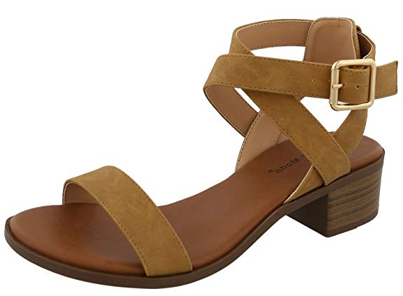 Top Moda Women's Vision-75 Ankle Strap Open Toe Heeled Sandal