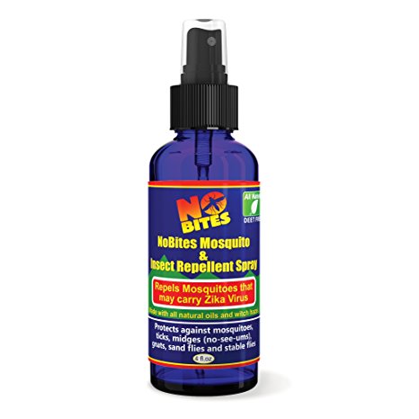 NoBites Mosquito & Insect Repellent Spray - All Natural with Lemon Eucalyptus for help fight Zika (4oz)