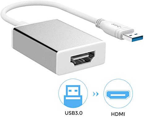 USB to HDMI, USB 3.0 to HDMI Adapter with HD 1080P, Video Audio Graphics Converter for HDTV, Compatible with Windows 7/8/10 PC [Not Support Mac/Vista]