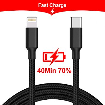 Fast Charging USB C to Lightning Cable,3.3FT / 1M Aioffer Power Delivery(PD) USB C to Lightning Quick Charging Cord for iPhone X, iPhone 8/8Plus Connect to Macbook/chromebook,type c to lightning cable