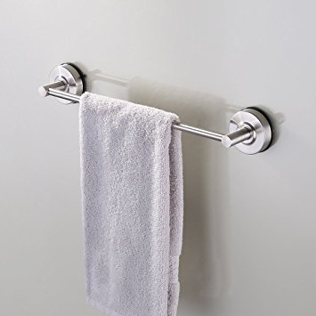 KES Suction Cup Single Towel Bar SUS 304 Stainless Steel No Drill Wall Mount Contemporary Bathroom Accessory Clothes Organizer Shelf Rack Brushed Finish 40 CM OR 16-Inch, A6200A