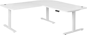 Hanover 70" x 70" Powered Electric Sit L-Shaped Office Standing Desk White