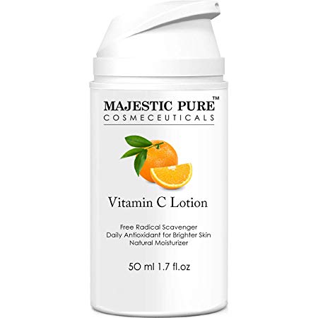 Vitamin C Lotion Moisturizer for Face and Neck by Majestic Pure - Age Defying, Reduces the Appearances of Wrinkles, Fine Lines and Dark Spots - 50ml