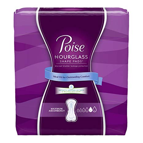 Poise Hourglass Shape, Maximum Absorbency Incontinece Pads, Regular Length 39ct.