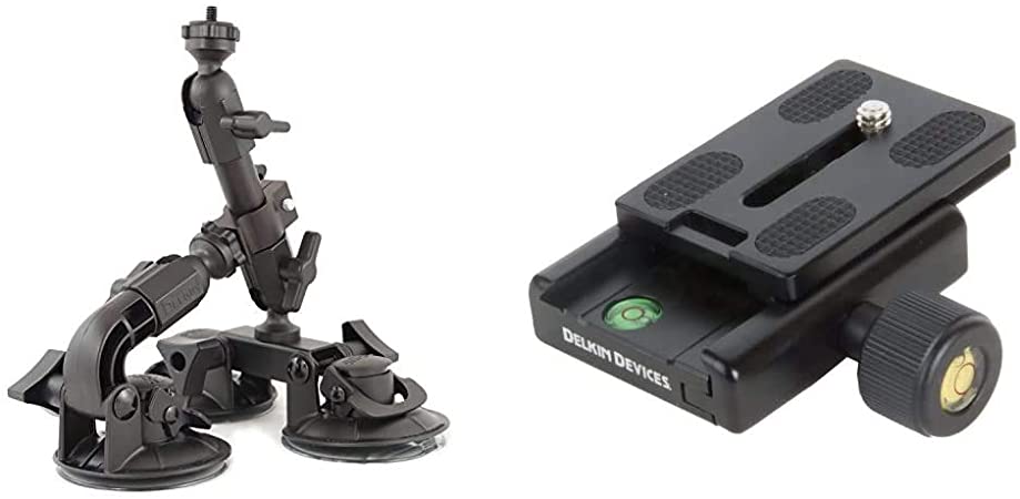 Delkin DDMNT-Triple Fat Gecko Three-Arm Suction Mount (Black) & DDMOUNT-AC-QKRLS Fat Gecko Quick Release Kit (Black)