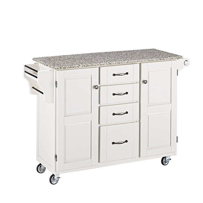 Home Styles 9100-1023 Create-a-Cart 9100 Series Cuisine Cart with Salt and Pepper Granite Top, White, 52-1/2-Inch