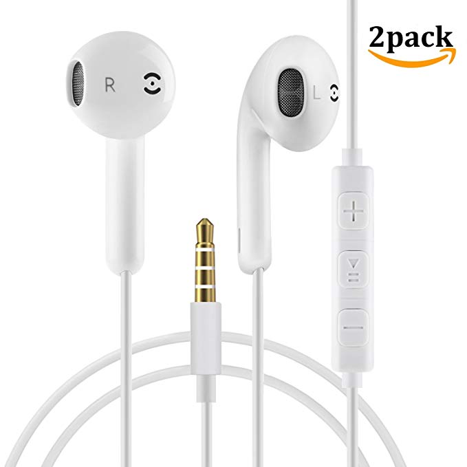 ZJXD Earphones In Ear Headphones Wired Earbuds Noise Isolating Headset With Microphone remote sound control Compatible With Phone Samsung Huawei Android Smartphones Tablets and more(2 PACK)