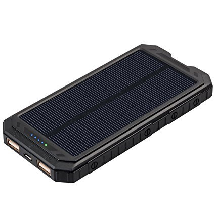 Solar Charger 12000mAh, ADDTOP Portable Phone Charger Solar Power Bank Dual USB 2.4A Max Output Outdoors Battery Pack with LED Flashlight for iPhone,Samsung, Android,Tablets and More Travel