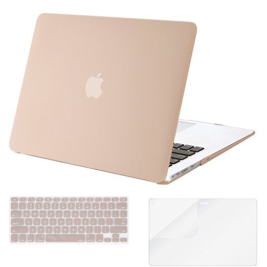 Mosiso Plastic Hard Case with Keyboard Cover with Screen Protector for MacBook Air 13 inch (Model: A1369 and A1466), Camel