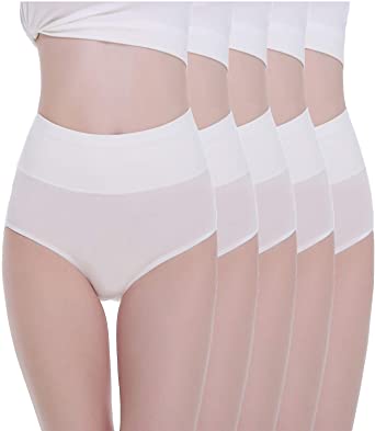 TUUHAW Ladies Underwear 5Pack Coton Briefs High Waist Knickers Tummy Control Panties for Women