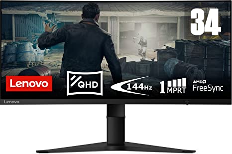 Lenovo G34w-10 WLED Ultra-Wide Curved PC Computer Gaming Monitor, 34''