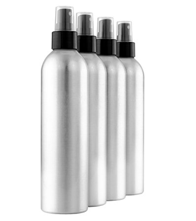 8oz Large Bullet-style Aluminum Fine Mist Spray Aluminum Atomizer Bottles: 4-pack