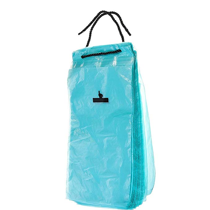 HaloVa Car Garbage Bag, Traveling Portable Auto Seat Back Hanging Trash Bag, Disposable Car Organizer Storage Bag for Litter Garbage Trash, Stick Anywhere, Blue, 50PCS
