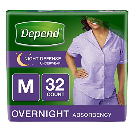 Depend Night Defense Incontinence Overnight Underwear for Women, M