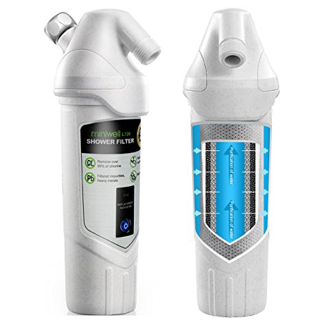 Chlorine Shower water Filter miniwell L720, with 3 stage filtration replacable cartridge and lifetime indicator, remove 99% chlorine and water impurifies