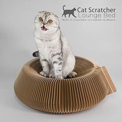 AVAFORT Cat Scratcher Lounge Bed - Cats Oval Cardboard Scratch Bed Scratching Post with Catnip - High-Density Recycled Cat Scratching Pad - Collapsible Round Shap with Eco-Friendly Material