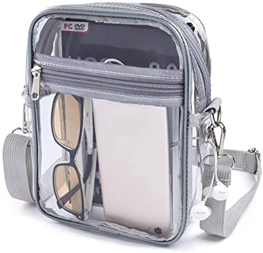 Clear Purse, Clear Stadium Bag Approved for Concerts Sports Events Shopping Park NFL &PGA Approved Sports Fan Handbags & Purses Cross-Body Shoulder Messenger Bag with Adjustable Strap
