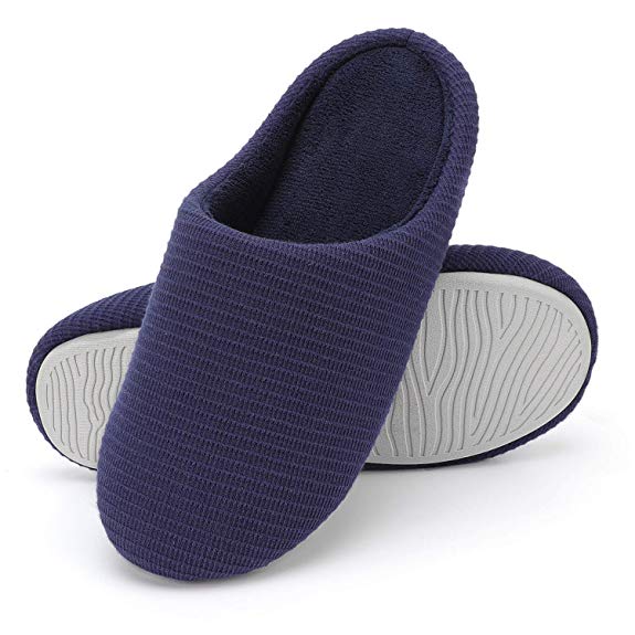 Wishcotton Men's Slip On Memory Foam Slippers Washable House Shoes with Non-Slip Sole