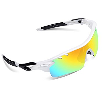 Ewin E01 Polarized Sports Sunglasses with 3 Interchangeable Lenses for Men Women Golf Baseball Volleyball Fishing Cycling Driving Running Glasses