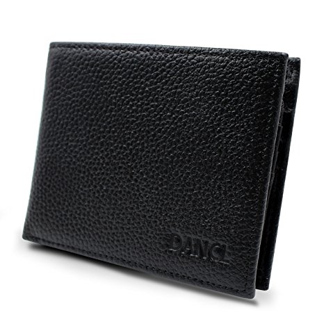 Slim Leather Wallet for Men – Lichee Pattern Bifold Zippered Wallet 8 Card Slots, Durable wallet 2 bill holders, Travel Wallet 2 Quick Access ID Windows, Minimalist Leather Wallet