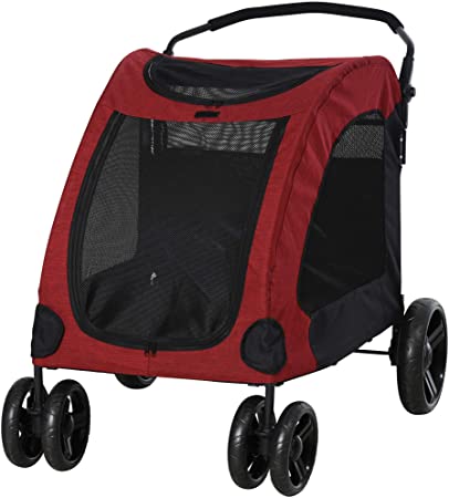 PawHut Foldable Dog Stroller with Storage Pocket, Oxford Fabric for Medium or Large Size Dogs