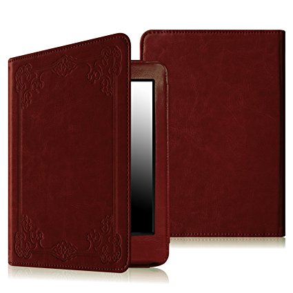 Fintie Folio Case for Kindle Paperwhite - The Book Style PU Leather Cover Auto Sleep/Wake for All-New Amazon Kindle Paperwhite (Fits All versions: 2012 2013 2014 and 2015 New 300 PPI), Vintage Maroon