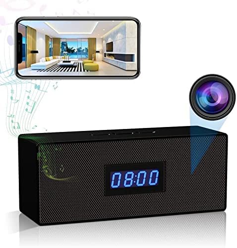 GooSpy Hidden Camera Bluetooth Speaker Spy Camera Clock WiFi Security Cam Wireless Nanny Camera HD 1080P - Night Vision - Motion Detection Alarm & Record