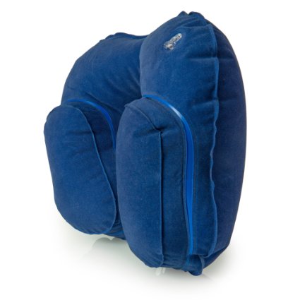 Enky Travel Pillow (Blue) - Deluxe Inflatable Neck Pillow - Quick Inflation - Soft Fabric - Actually Works