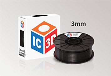 IC3D Black 3mm ABS 3D Printer Filament - 2lb Spool - Dimensional Accuracy  /- 0.05mm - Professional Grade 3D Printing Filament - MADE IN USA
