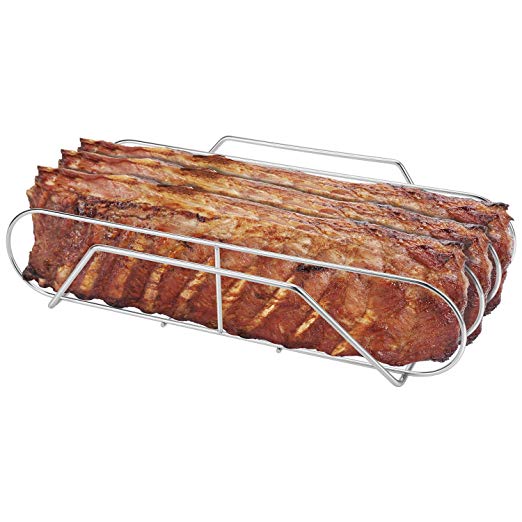 SOLIGT Extra Large Stainless Steel Rib Rack for 18” or Larger Grills - Holds up to 3 Full Racks of Ribs