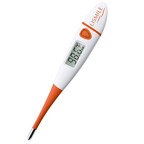 [CE & FDA Approved] Clinical Thermometer,Patec 10 Seconds Digital Medical Thermometer for Oral,Rectal,Axillary,armpit,Underarm Body,Fever Temperature with LCD Screen Fever Alarm,Waterproof &Dustproof,Auto Shut-off for Infant,Babies,Children,Adults and Pets-Orange