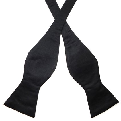 100% Premium Silk Handmade Mens Solid Black Self Tie Bow Tie by Knot&Tie Co.