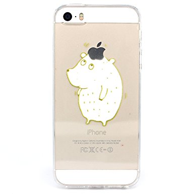 iPhone 5 Case, iPhone 5s Case, JAHOLAN Amusing Whimsical Designs Clear TPU Soft Case Rubber Silicone Skin Cover for iPhone 5/5S/SE - Cute Bear
