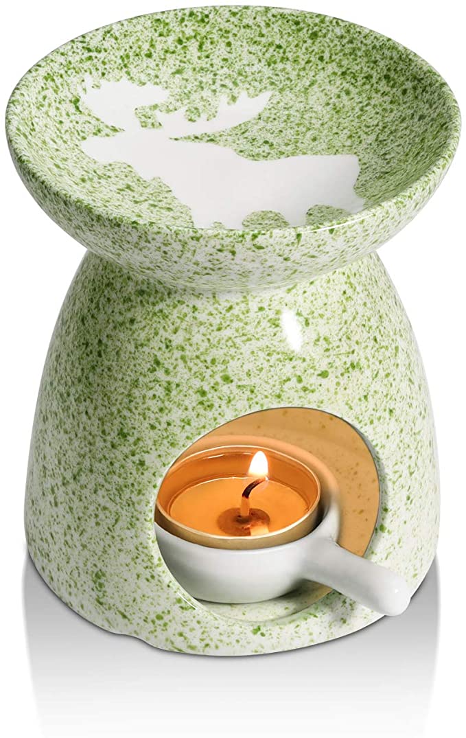 ComSaf Essential Oil Burner Wax Melt Burner with Candle Spoon, Aromatherapy Aroma Burner Ceramic Oil Diffuser Candle Tealight Oil Warmer Yoga Spa Home Bedroom Decor Christmas Housewarming Gift